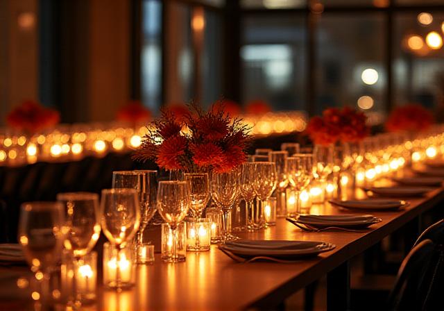 Elegant gedeckter Tisch für ein Corporate Event