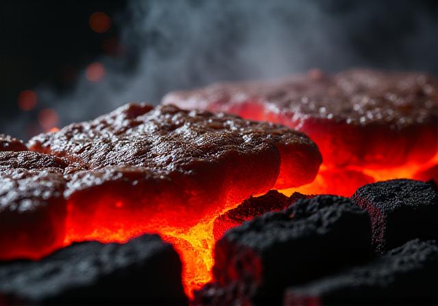 Dampfende Speisen über offenem Feuer