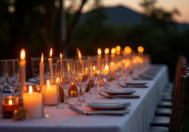 Romantisches Hochzeitsdinner mit Vulkan-Inspiration